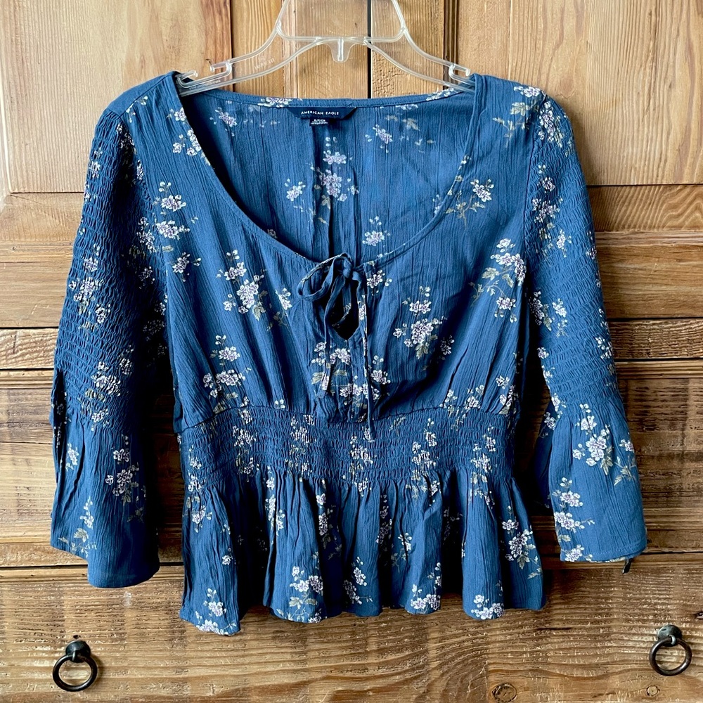 3/4 sleeve ruffle blouse by express